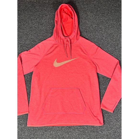 Nike Other - Nike Dri-FIT Hoodie Kids Large Coral/Orange Heathered Gold Swoosh  Sweatshirt